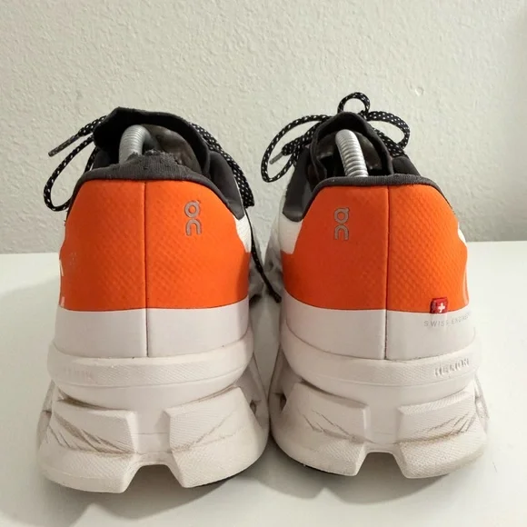 On cloudMonster Womens White & Orange Athletic Sneaker - Picture 6 of 8